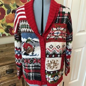 VTG Heirloom Collectibles Cardigan Knit Sweater Patriotic M